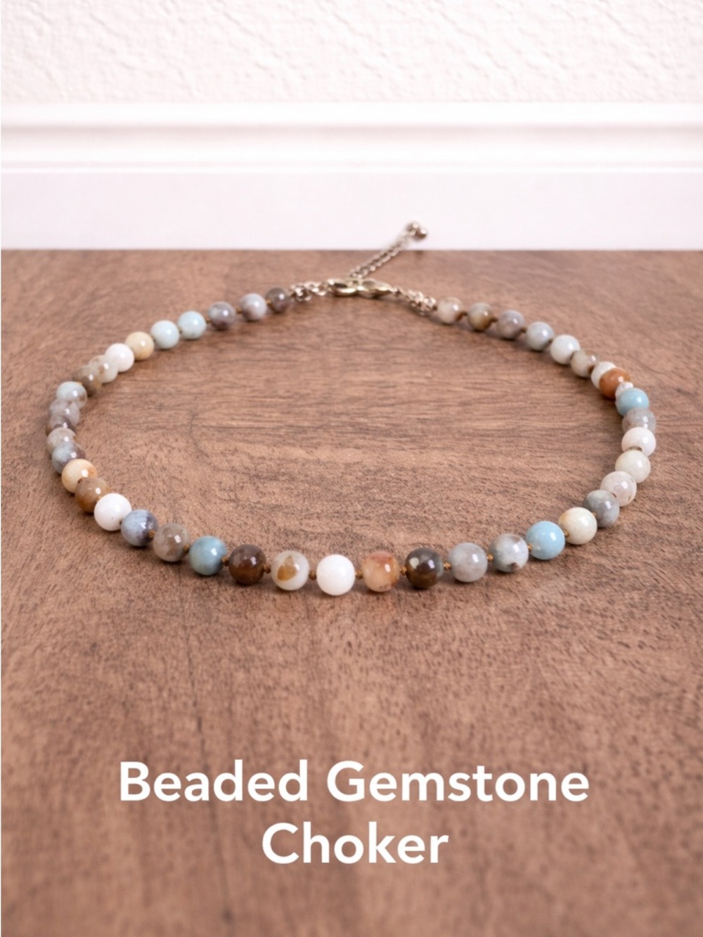 Natural Beaded Gemstone Choker Necklace - Multicolor